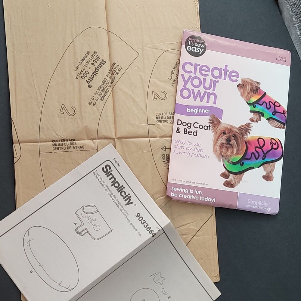 Its Sew Easy Dog Coat Bed Sewing Pattern Simplicity 9033584 UNCUT Beginner Kit